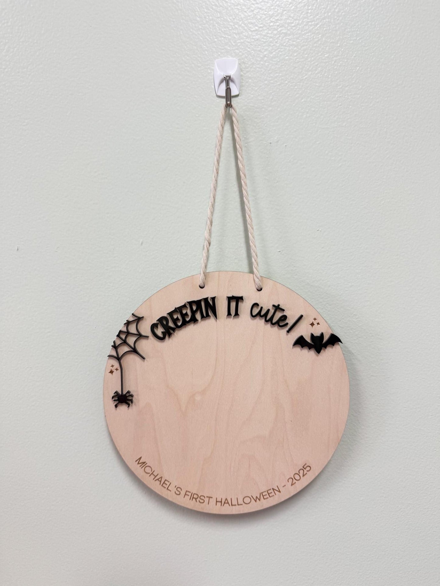 Personalized Baby's First Halloween Gift featuring a bat design with space for a child's hand or footprint.