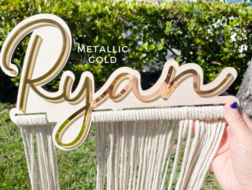 Personalized Macrame Bow Holder Room Decor