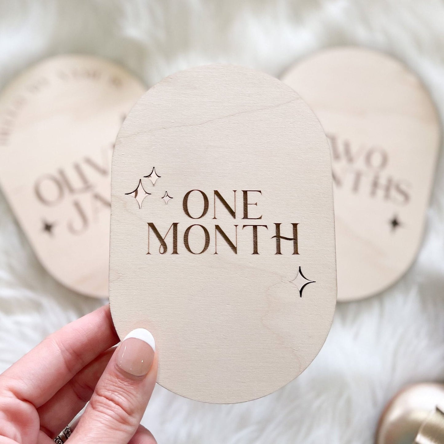 Baby Milestones and Name Plaque - Engraved Retro Oval