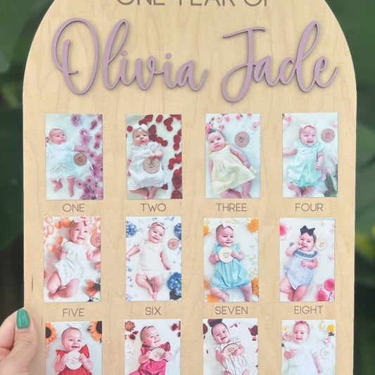 My First Year Board, One Year Photo Board, My First Year Photo Display, 12 month picture sign, Baby's first year sign, 1st Birthday Decor