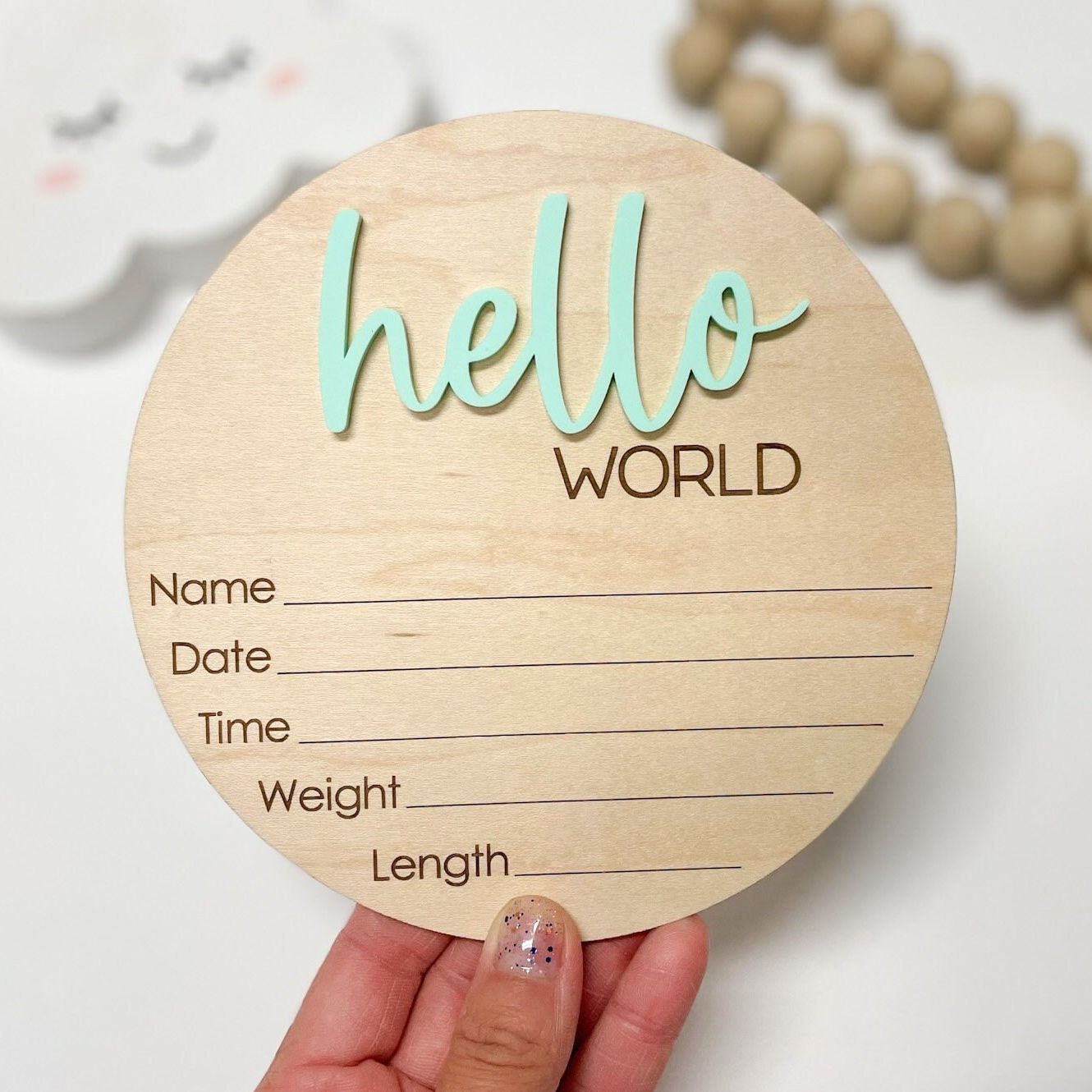 Hello World Sign for Hospital, Newborn Birth Announcement Sign, Newborn Name Wood Sign, Gender Neutral Baby Name Sign, Birth Stats Sign, MOD