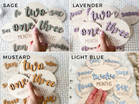 Baby Month Markers, Baby Milestone Cards, 12 Monthly Milestone Signs Baby Discs, Baby Shower Gift, Personalized Baby Milestone 3D Chunky