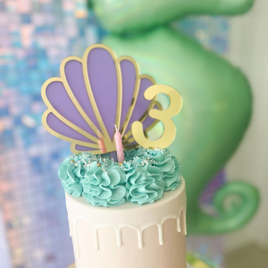 Seashell Birthday Cake Topper, Mermaid Birthday Party, Tropical Beach Party, Under the Sea Birthday Cake Topper, Beach Birthday