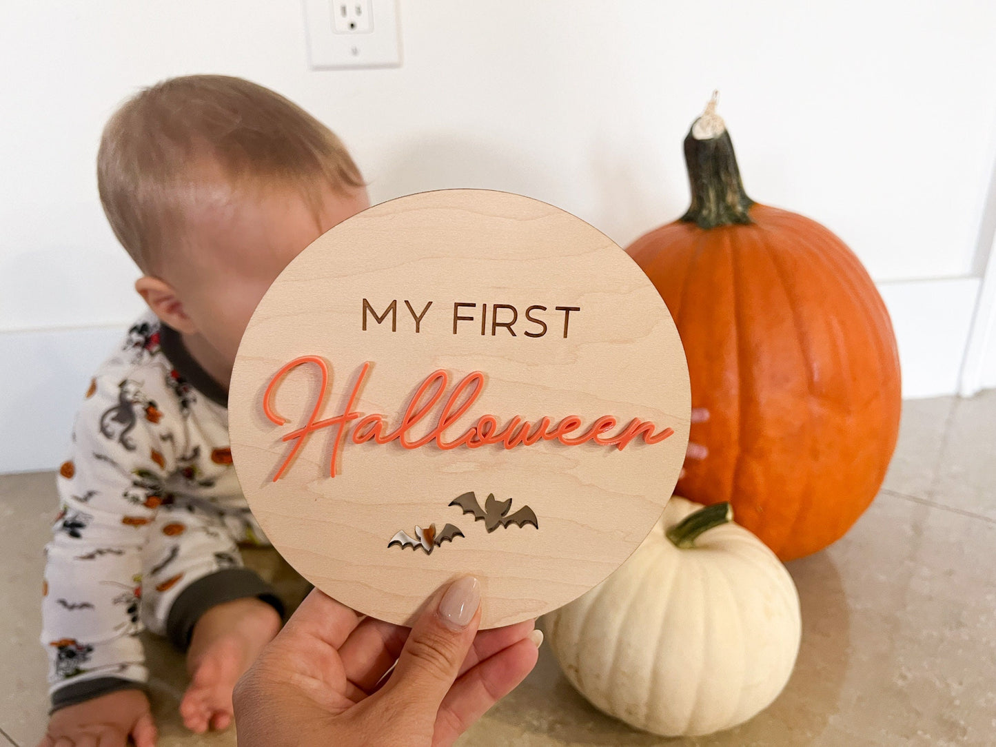 My First Halloween Sign, Baby's First Halloween, Newborn Photo Prop, Personalized Babys First Halloween Sign, My First Holiday Milestone