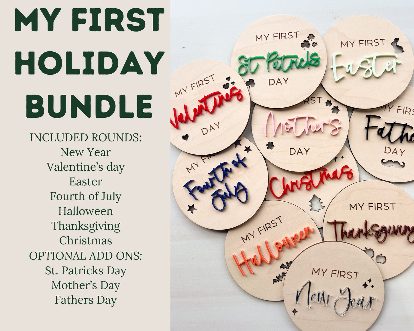 My First Holiday Bundle, Babys First Milestones Set, Holiday Photos Prop, My First Photo Markers, First Year Keepsake, Baby Shower Gift
