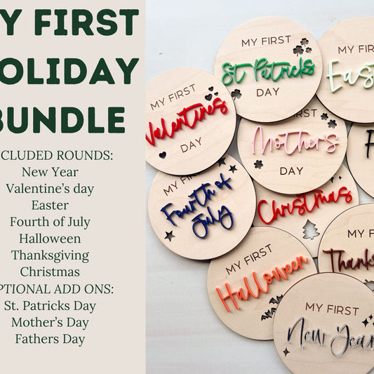 My First Holiday Bundle, Babys First Milestones Set, Holiday Photos Prop, My First Photo Markers, First Year Keepsake, Baby Shower Gift