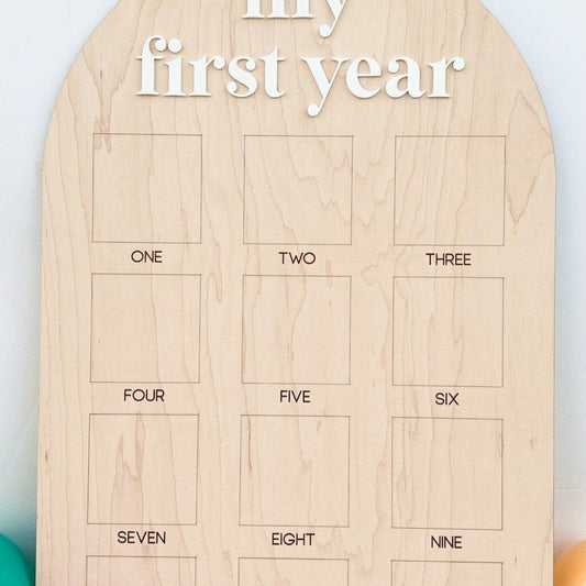 My First year photo board, One Year of Photo Frame, my first year sign, baby 12 month picture board, 1st Birthday Photo Collage