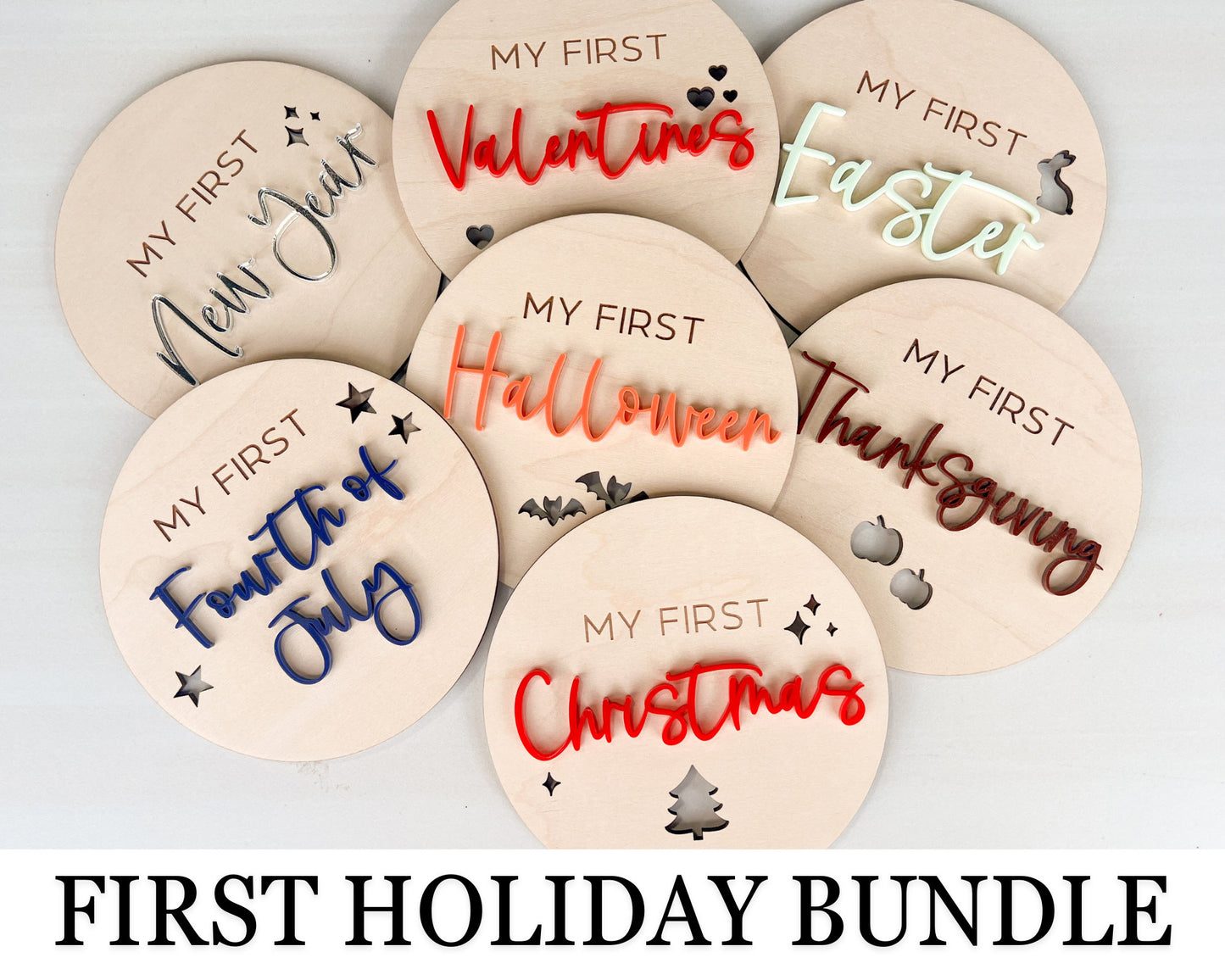 My First Holiday Bundle, Babys First Milestones Set, Holiday Photos Prop, My First Photo Markers, First Year Keepsake, Baby Shower Gift