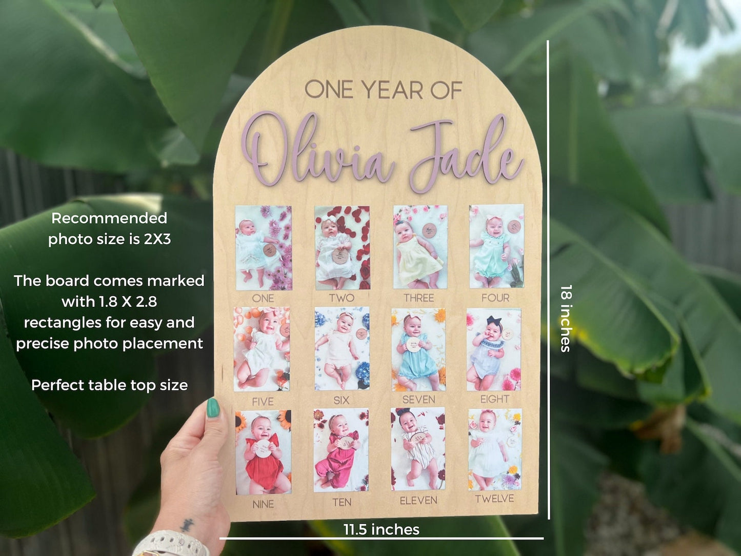 First Year Photo Board, Winter Onederland Birthday decor, one year of photo board, Baby's first year sign, milestone 12 month photo board,