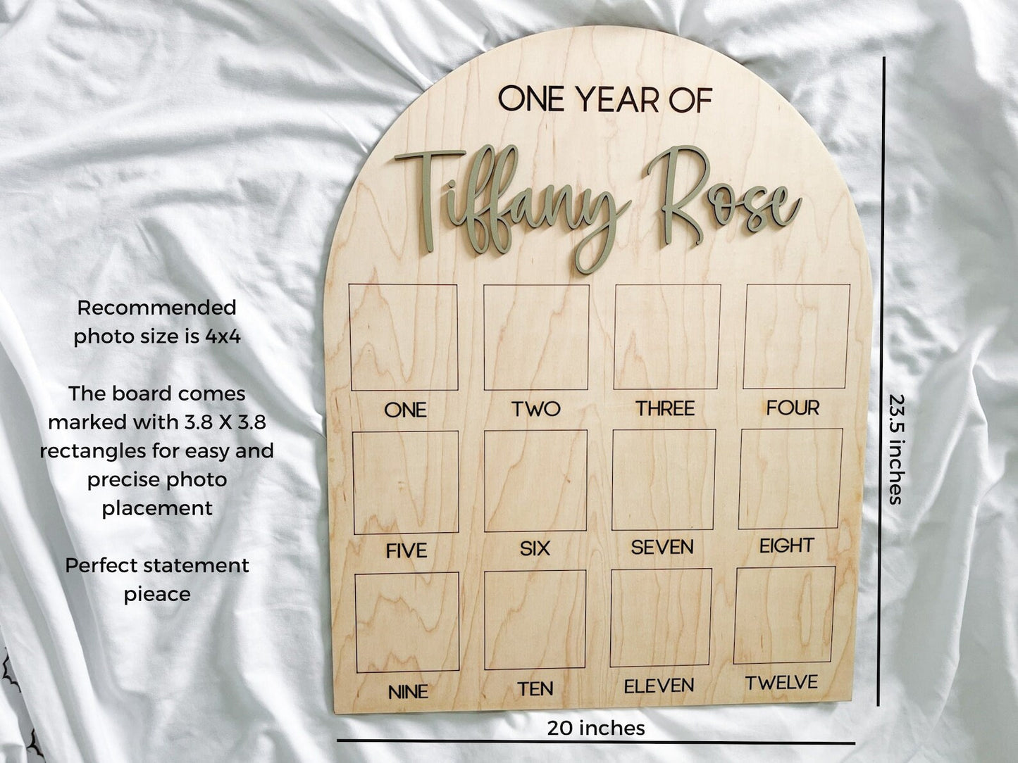First Year Photo Board, Winter Onederland Birthday decor, one year of photo board, Baby's first year sign, milestone 12 month photo board,