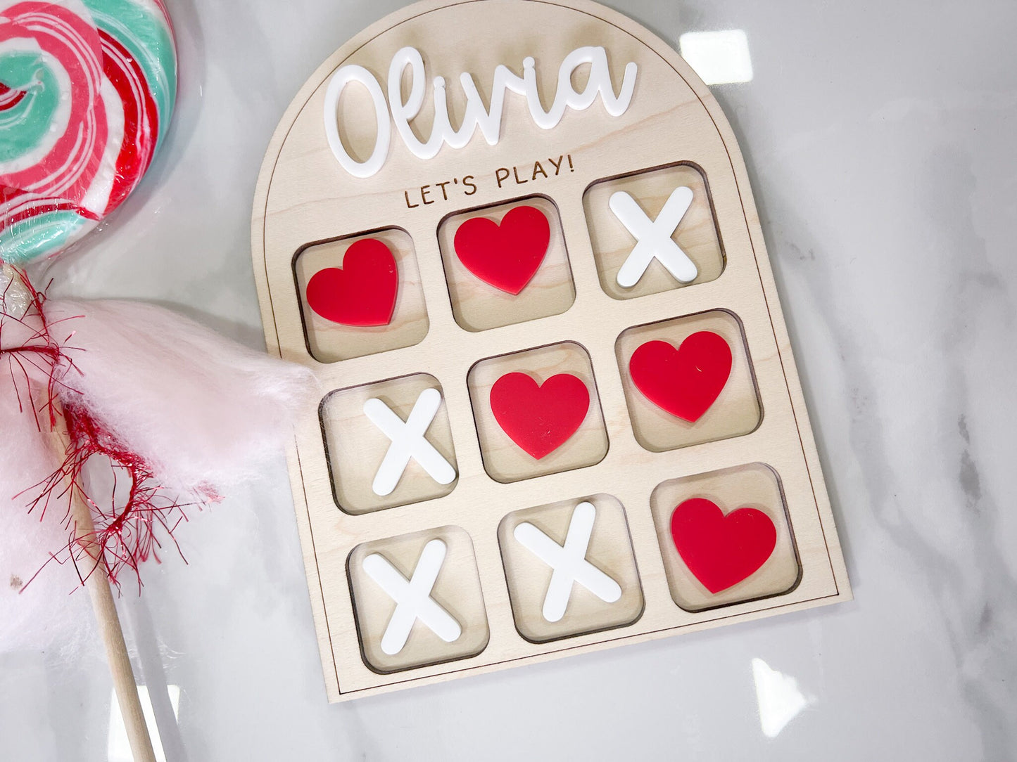 Valentines Tic Tac Toe Board, Valentines Day Gift for Kids, Wooden Kids Game, Holiday Board Game, Personalized Valentines Day Gift Idea
