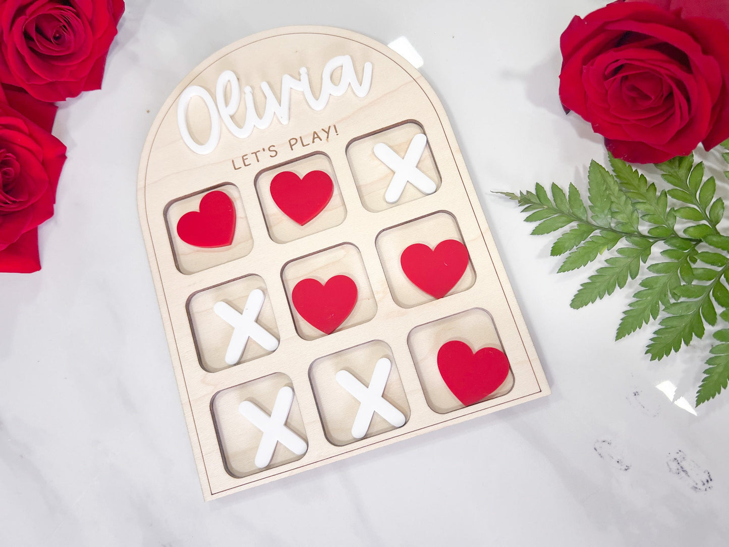 Valentines Tic Tac Toe Board, Valentines Day Gift for Kids, Wooden Kids Game, Holiday Board Game, Personalized Valentines Day Gift Idea