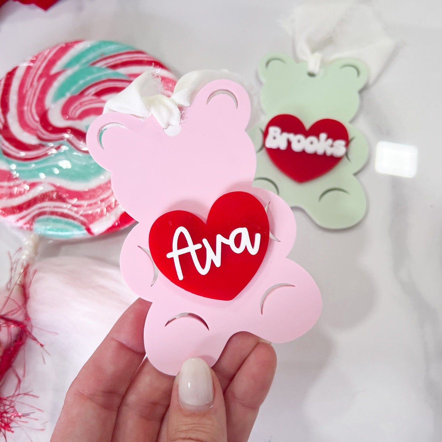 Candy Bear Personalized Valentines Day Tag