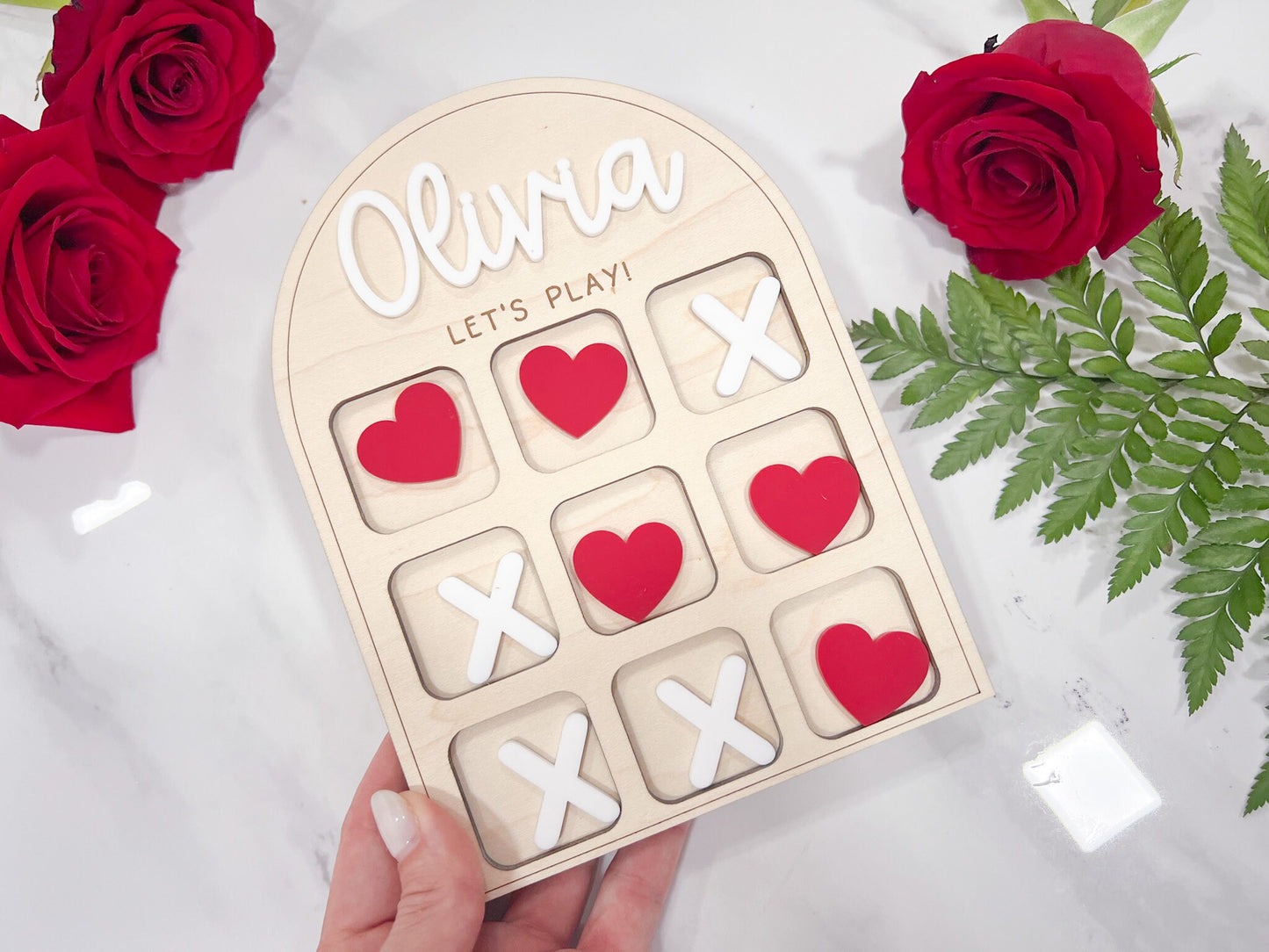Valentines Tic Tac Toe Board, Valentines Day Gift for Kids, Wooden Kids Game, Holiday Board Game, Personalized Valentines Day Gift Idea