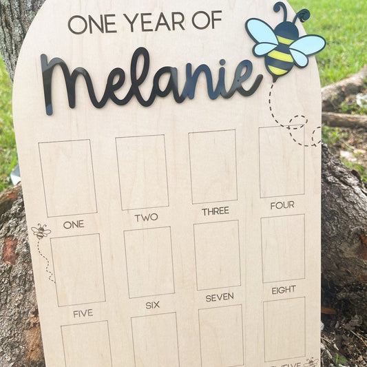 One year of Photo Board, Fun to Bee One Birthday Decor, Sweet to bee one party, Bumble Bee 1st bee day, Queen Bee first birthday party,