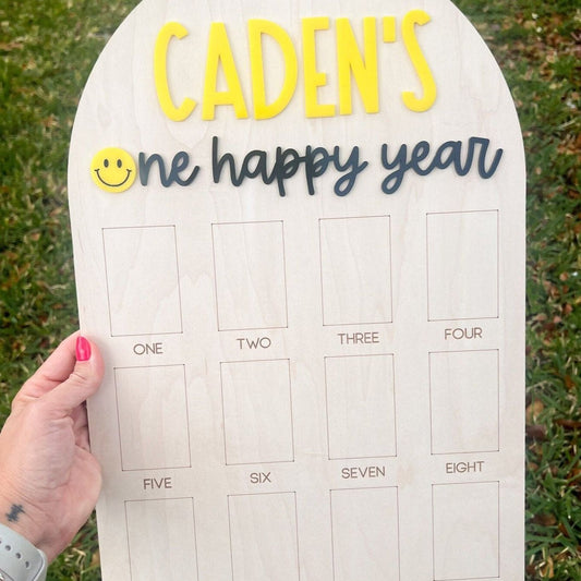 One Year Photo Board, One Happy Dude Birthday Party Decor, One Happy Year Smile Theme First Birthday, 12 Month Photo display, One Cool Dude