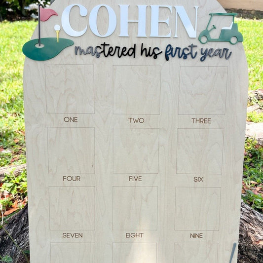 Golf Birthday Photo Board, Hole in One First Birthday, Mastered His First Year Boy Golf Milestone Sign, 1st Birthday Golf Partee, 12 Month