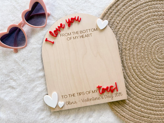 Valentine's Day Handprint Love Board, Kids Footprint Sign, First Valentine's Day Craft, Heart Keepsake Board For Baby's First Valentine