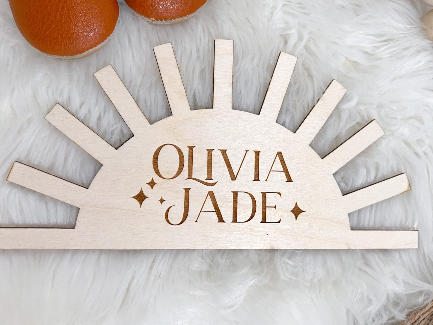 Sun Engraved Baby Name Sign