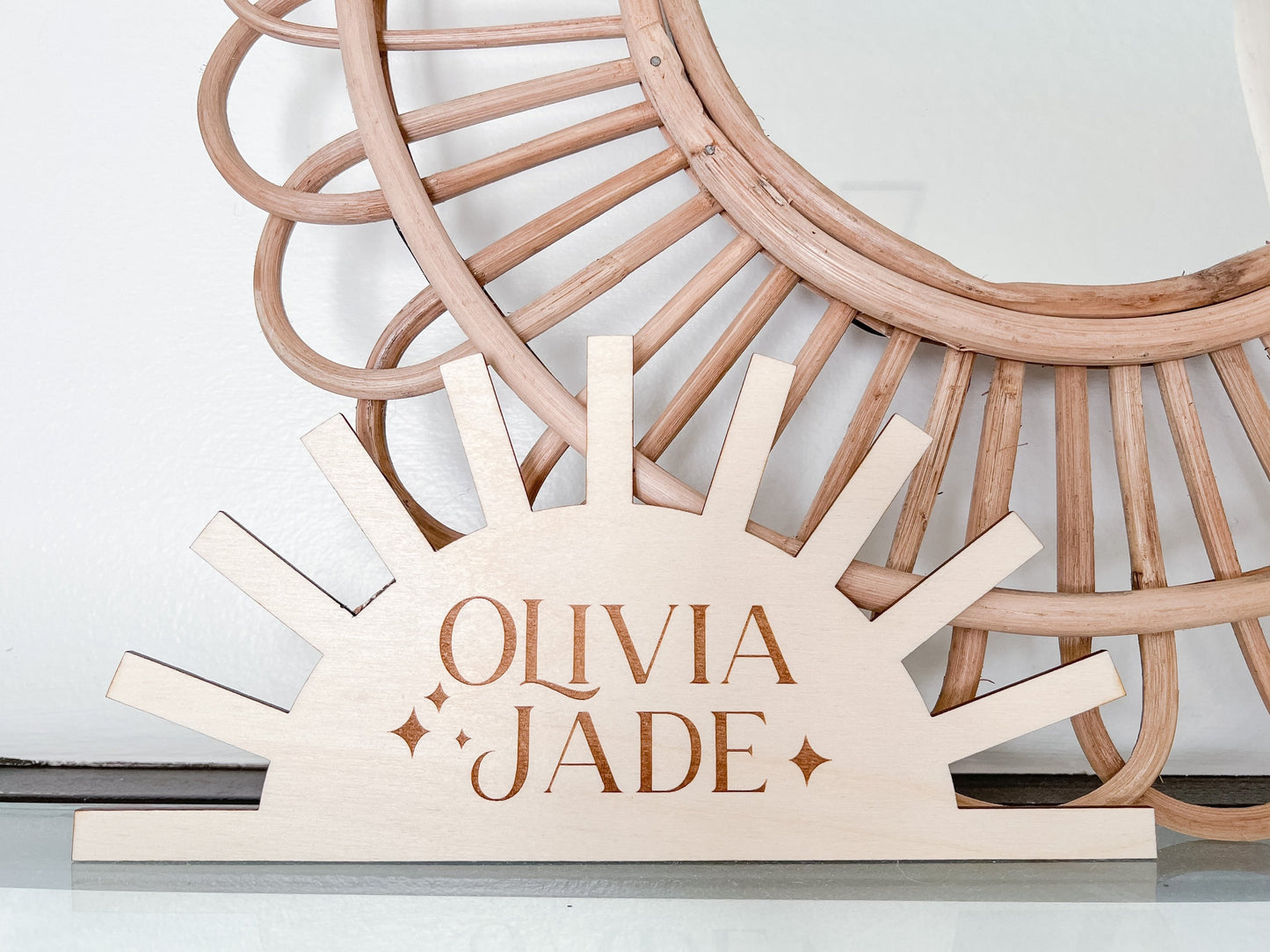 Sun Engraved Baby Name Sign