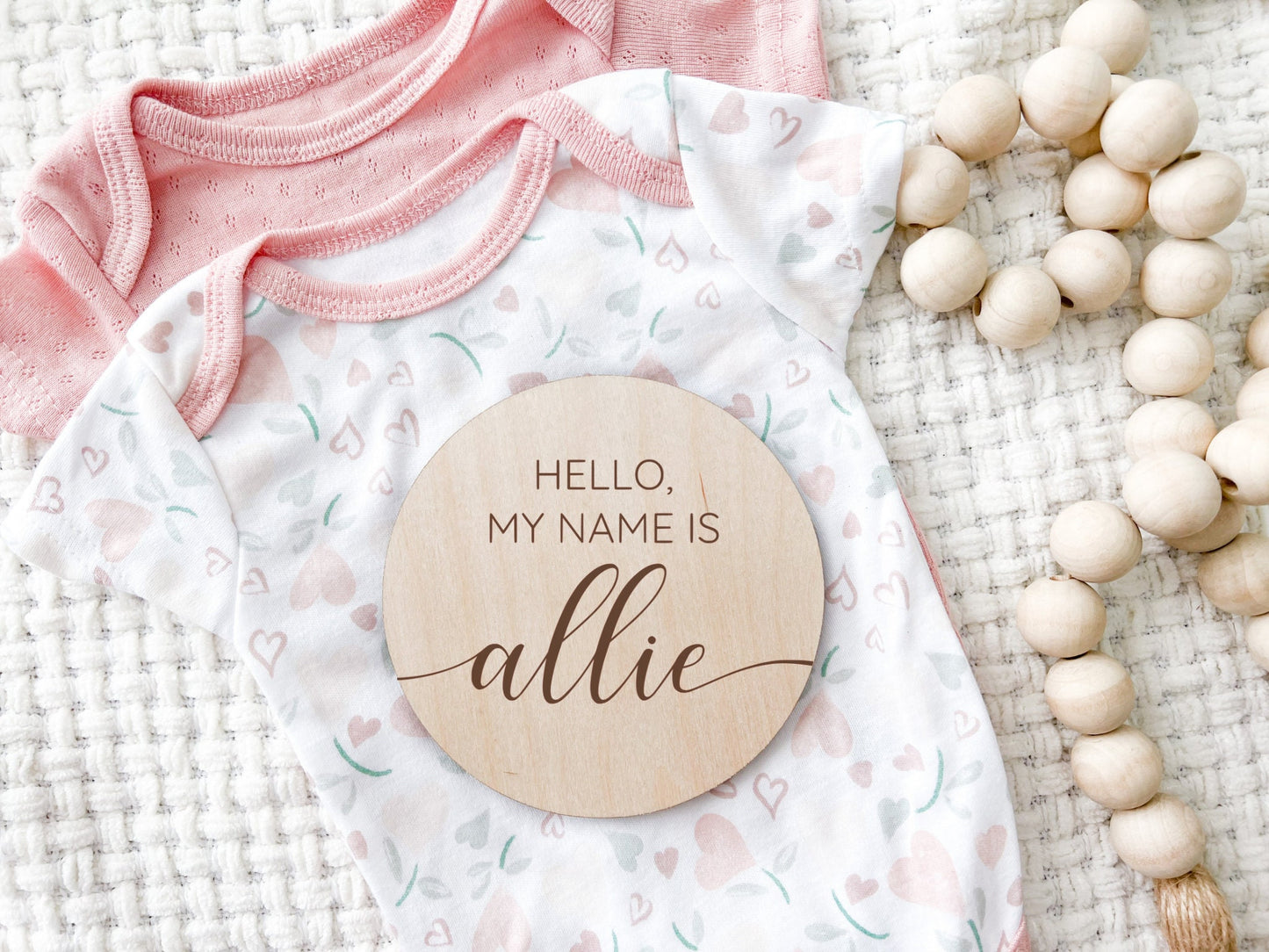 Personalized Wood Baby name Sign, Hello My Name Is Birth Announcement Sign, Hospital Photo Prop, Baby Name Announcement, Engraved Wood Sign