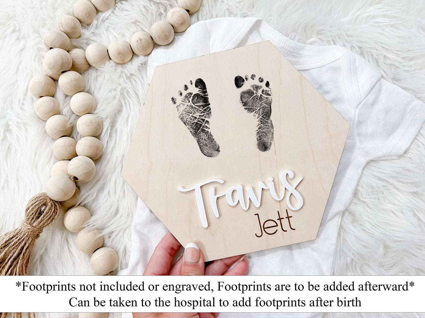 Hospital Footprint Sign, Baby Footprint Name Announcement Sign, 3D Hospital Name Birth Stats Sign, Newborn Photo Prop, Baby Announcement