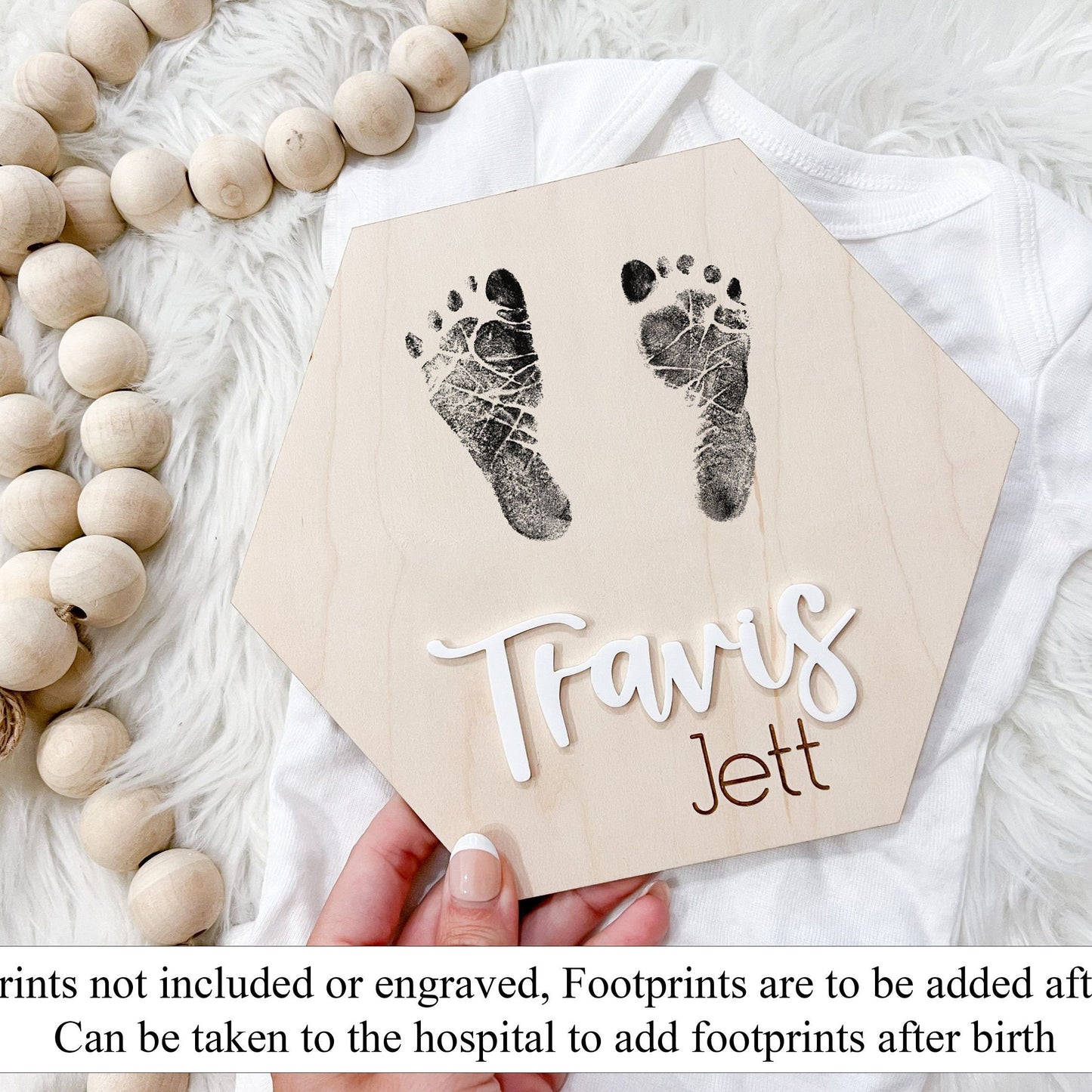 Hospital Footprint Sign, Baby Footprint Name Announcement Sign, 3D Hospital Name Birth Stats Sign, Newborn Photo Prop, Baby Announcement