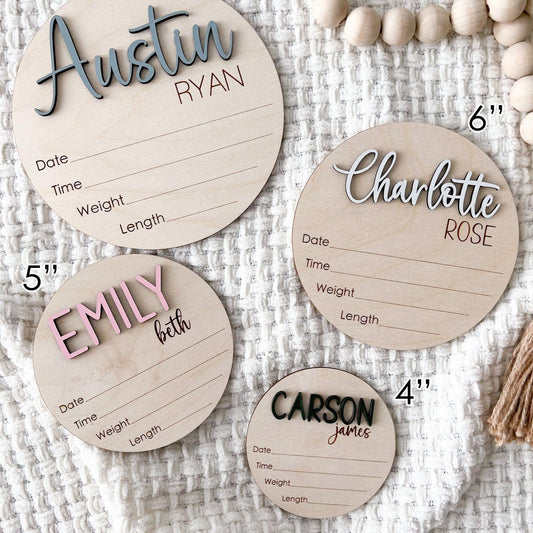 Baby Birth Stats Announcement Sign - Austin Style
