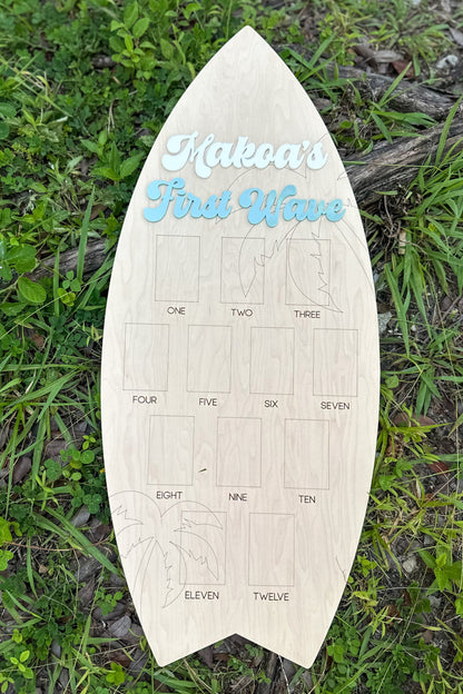 Surfboard One Year Photo Board