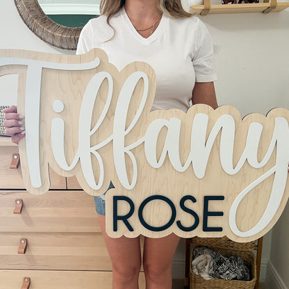 Large Wood Baby Name Sign, Nursery Name Sign, Above Crib Name Sign, Girl Name Sign, Layered Baby Name Sign, Boy Name Sign