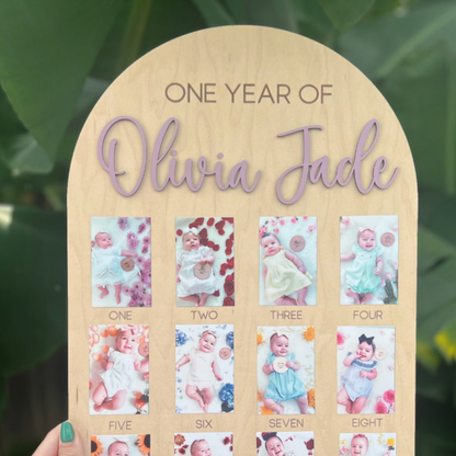 One Year Of Birthday Photo Board | Personalized Milestone Keepsake