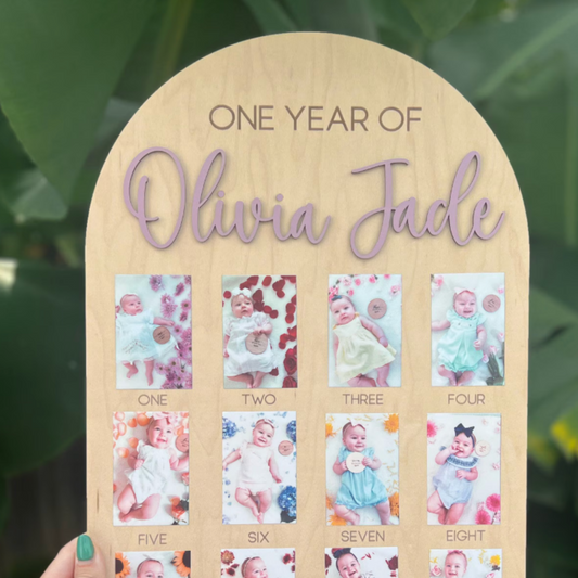 One Year Of Birthday Photo Board | Personalized Milestone Keepsake