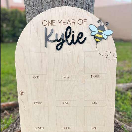 Bumble Bee One year Birthday Photo Board