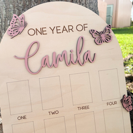 Butterfly One Year Birthday Photo Board