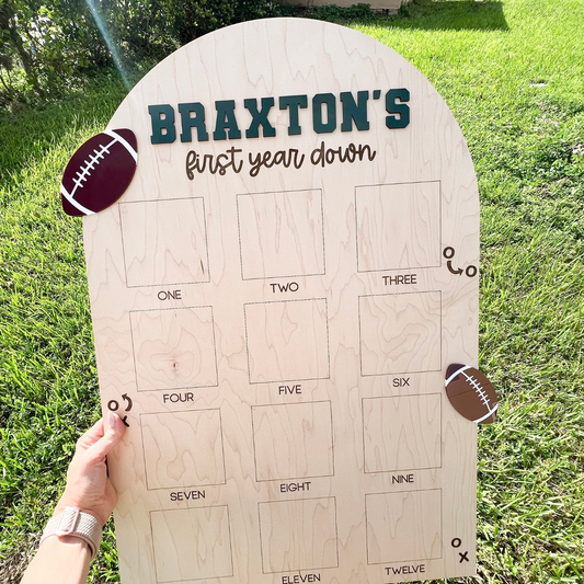 Football First Birthday Photo Board