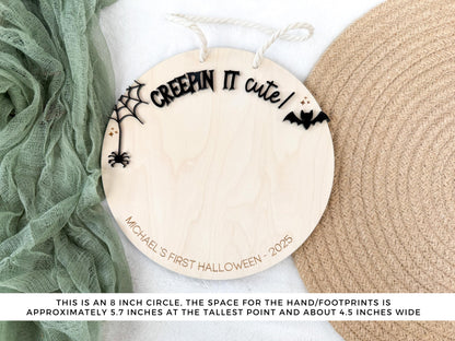 Wooden Newborn Keepsake showing ample space for a baby handprint or footprint on the center circle.