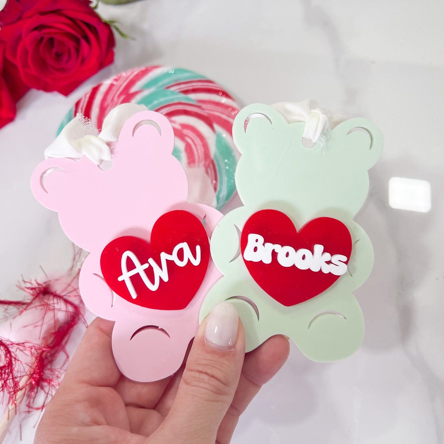 Candy Bear Valentine Name Tag