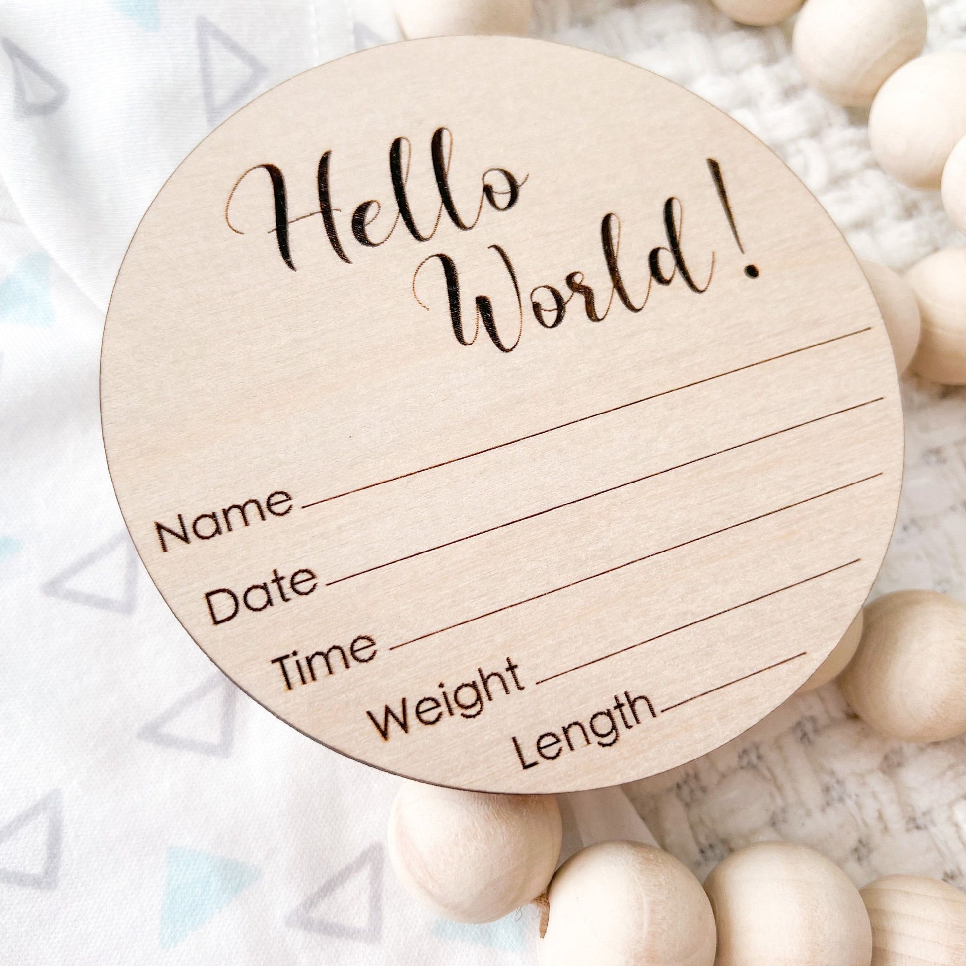 Hello World Birth Stat Sign, Hospital Announcement Sign, Newborn Photo Sign, Engraved Wood Sign, Baby Stats Plaque, Round Birth Info Sign
