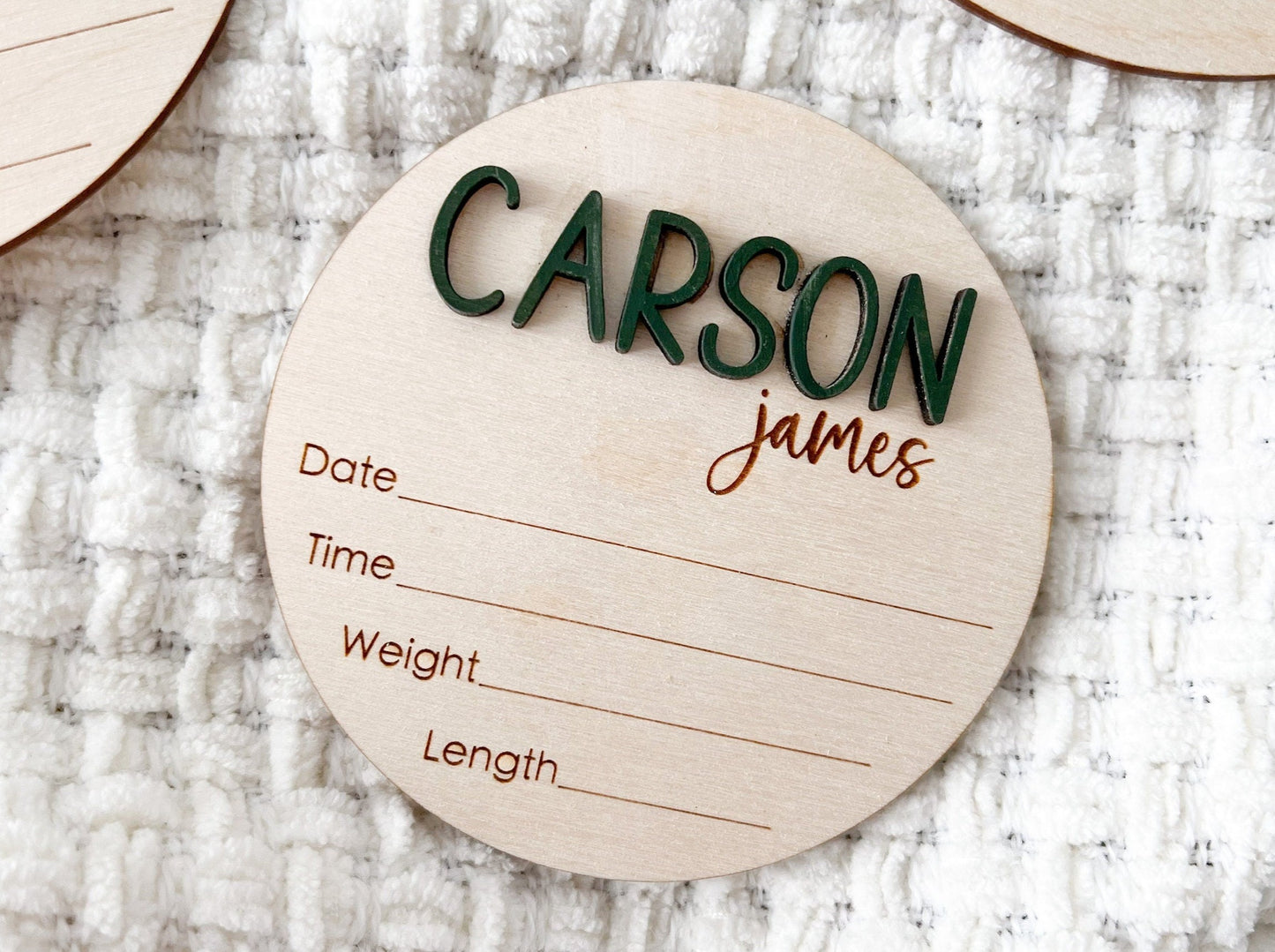 Baby Birth Stats Announcement Sign - Carson