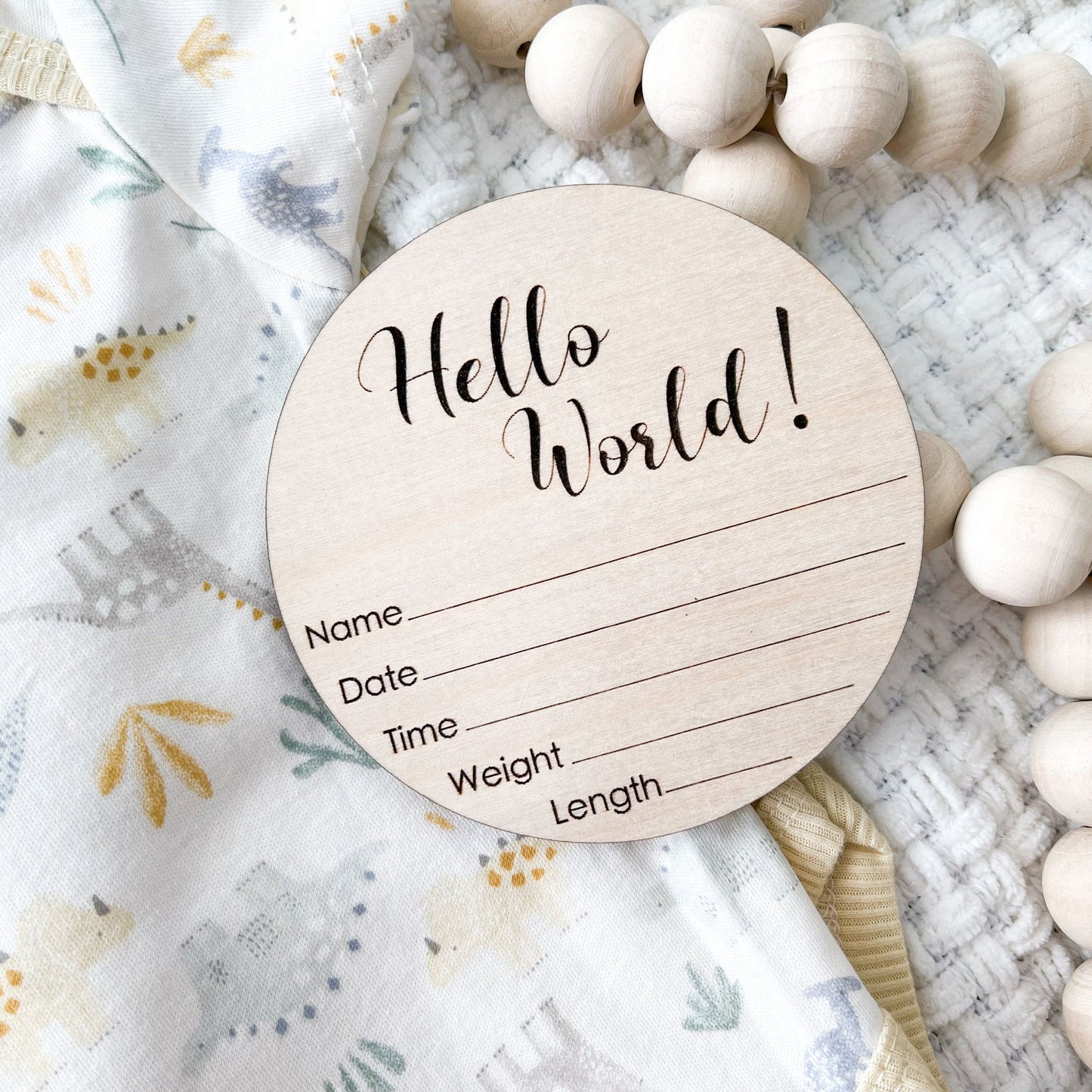 Hello World Birth Stat Sign, Hospital Announcement Sign, Newborn Photo Sign, Engraved Wood Sign, Baby Stats Plaque, Round Birth Info Sign