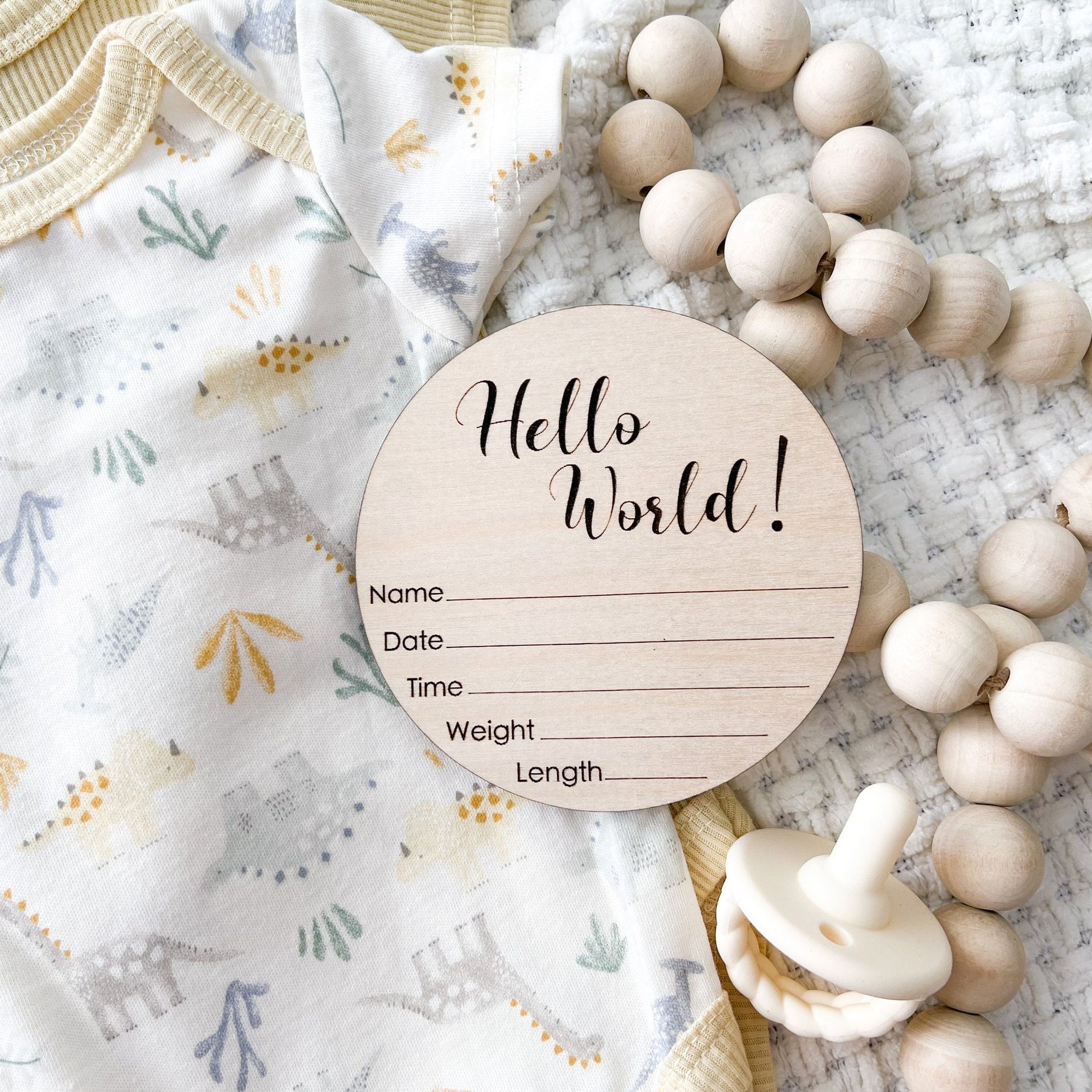 Hello World Birth Stat Sign, Hospital Announcement Sign, Newborn Photo Sign, Engraved Wood Sign, Baby Stats Plaque, Round Birth Info Sign