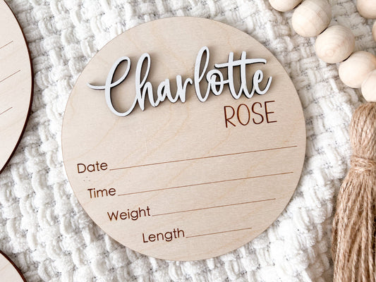 Baby Birth Stats Announcement Sign - Charlotte