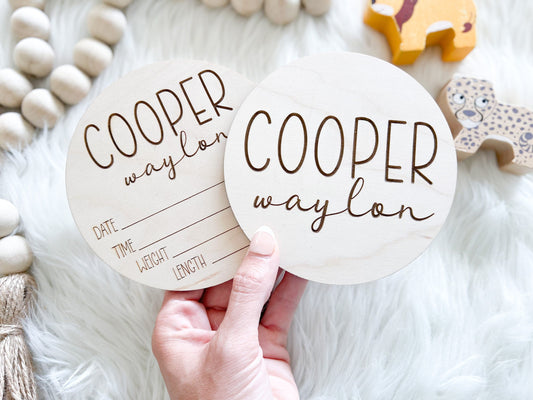 Engraved Baby Name Sign - ISABELLE - COOPER  style