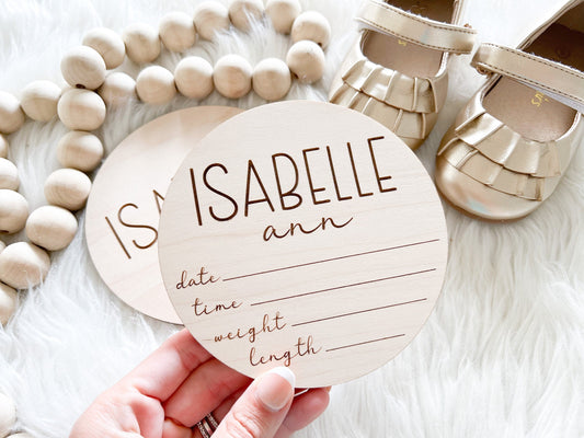 Engraved Baby Stats Sigs - ISABELLE - COOPER  style