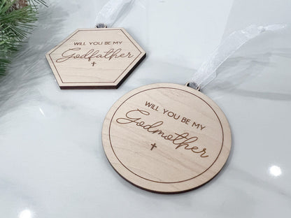 Godmother Proposal, Will You Be My Godfather Proposal Christmas Ornament, Godparent Gift idea for Christmas, Christmas Gift For Godmother