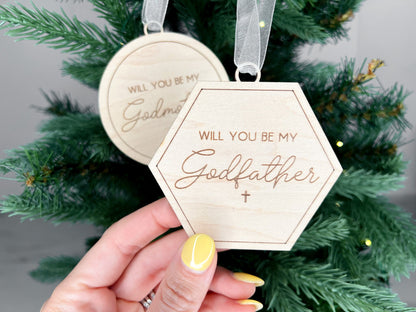 Godmother Proposal, Will You Be My Godfather Proposal Christmas Ornament, Godparent Gift idea for Christmas, Christmas Gift For Godmother