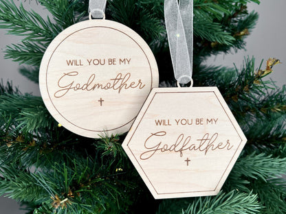 Godmother Proposal, Will You Be My Godfather Proposal Christmas Ornament, Godparent Gift idea for Christmas, Christmas Gift For Godmother
