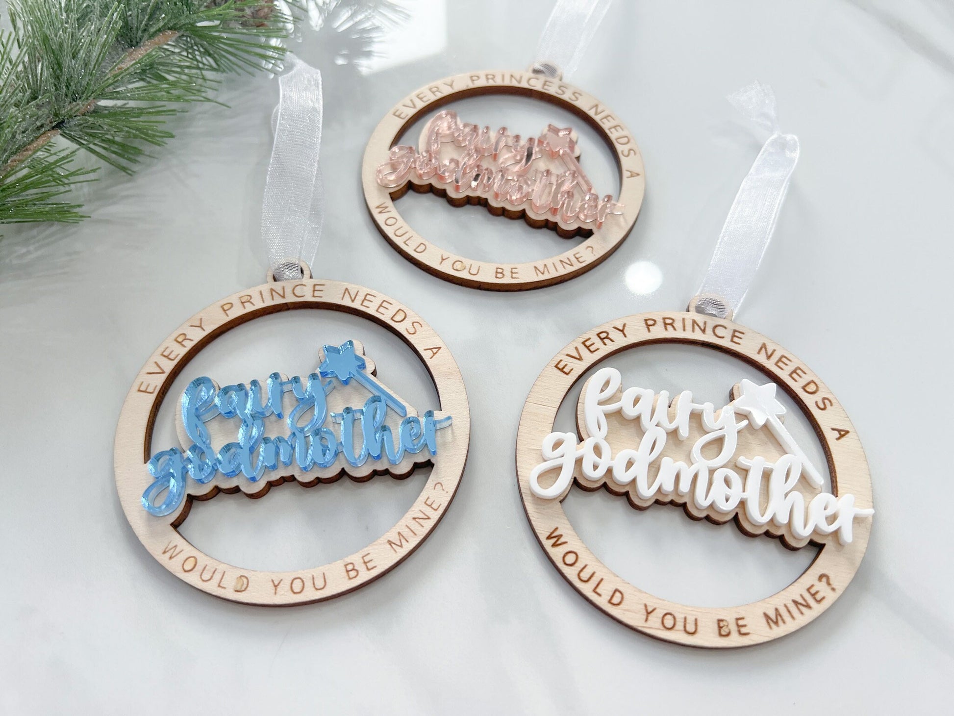 Will you be my Fairy Godmother Christmas Ornament, Godmother Proposal, Every Princess Needs a Fairy Godmother, Godmother Christmas Gift