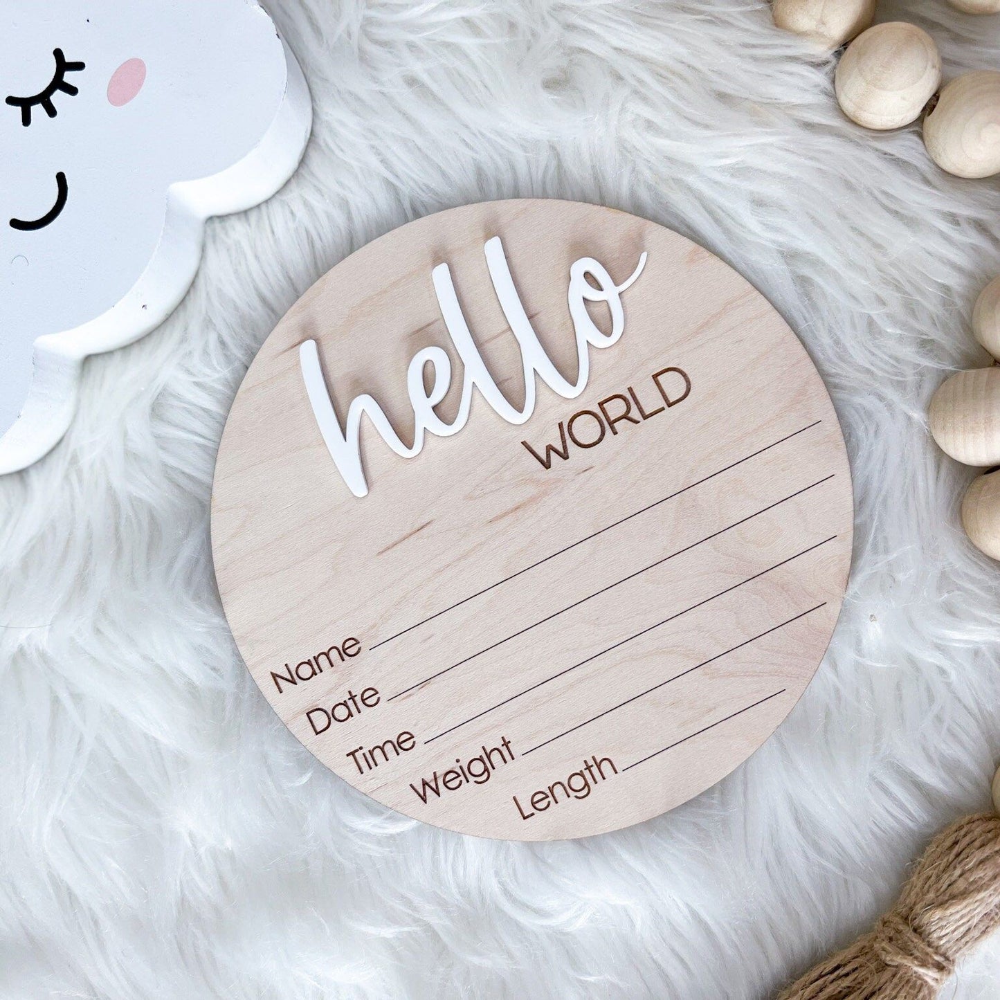 Hello World Sign for Hospital, Newborn Birth Announcement Sign, Newborn Name Wood Sign, Gender Neutral Baby Name Sign, Birth Stats Sign, MOD