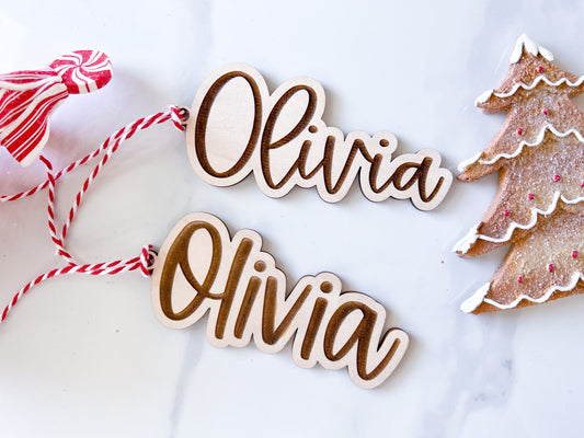 Stocking Name Tags for Kids, Family Stocking Ornament, Christmas Wooden Stocking Tags, Neutral Christmas Gift Tags, Family Ornament
